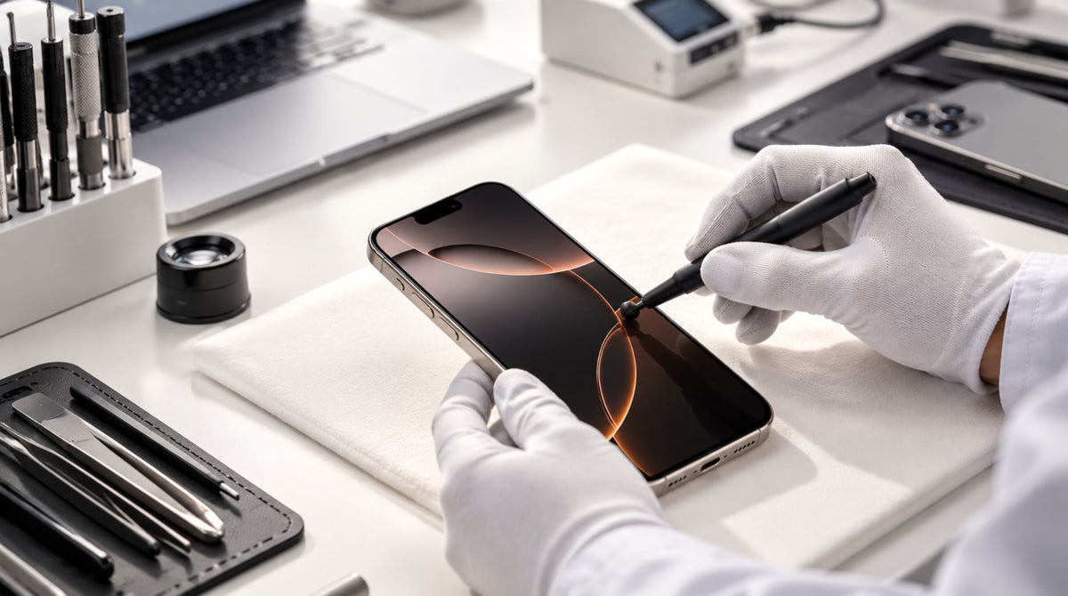 Tehnician care testează un iPhone