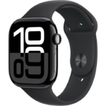 APPLE Watch 10, GPS, 42mm Jet Black Aluminium Case, Black Sport Band - M/L